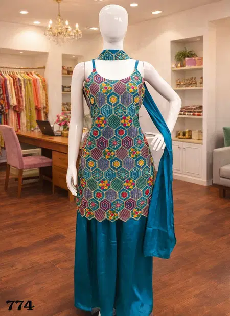 Tanvi By Mrudangi Chinon Silk Readymade Suits Exporters In India